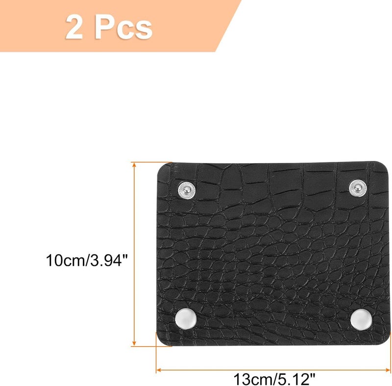 uxcell 2 Pcs Handbag Handle Wrap Covers, PU Leather Crocodile Pattern Purse Strap Wrap Cover Luggage Grip Protector (13x10cm, Black) - Image 2